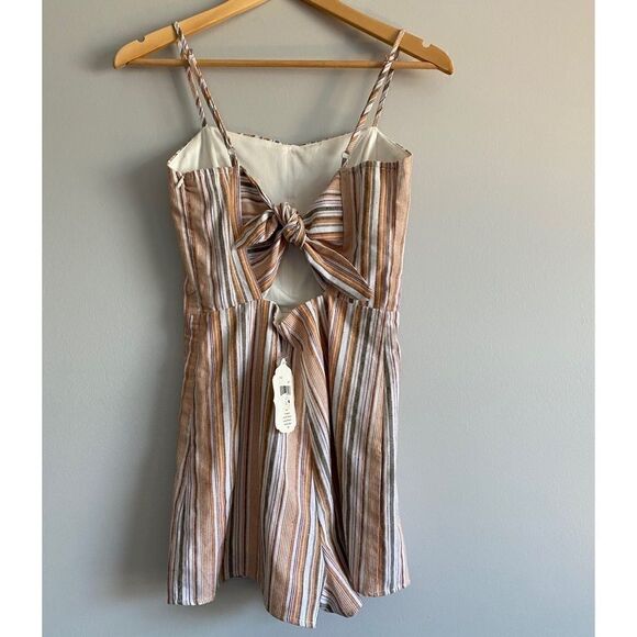 NWT Altar'd State Striped Apricot Back Tie Romper - Picture 5 of 11